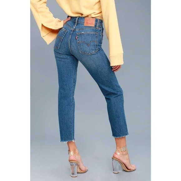 Levi's Denim - Levi's Wedgie Straight Leg Cut Off Raw Hem Jeans Blue Women's Size 32 H14678